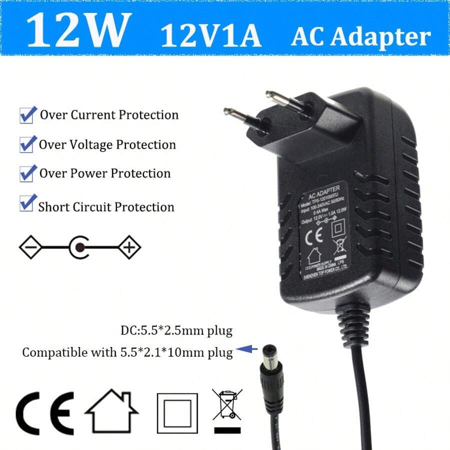12W/12V 1A Power Adapter,Ac Adapter For LED Light Strip. - EU C Type Plug(220-240V) - View 1