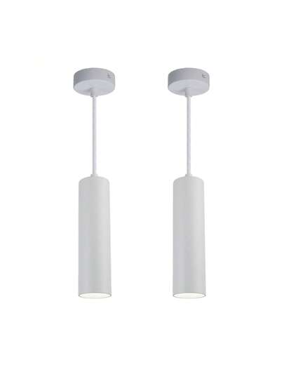 Alpinaluz Pack Of Moderne Minimalist Wit Aluminum Ceiling Hang Lamps In The Shape 20cm Tube GU10 Lamp Holder, Adjustable Height