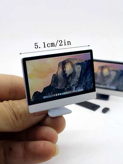 1 Set Mini Computer All-In-One, Gioco di Finzione del Computer, Modello in Miniatura di Mouse, Tastiera e Display, Decorazione per la Casa, Accessorio per Casa delle Bambole, Prop per Fotografia, Decorazione per Micro Paesaggio da Ufficio