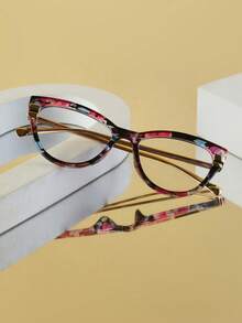 1pc Women's Fashion Non-Prescription Glasses, New Cat Eye Metal Frame, Versatile Personalized Stylish, Suitable For Street Photography, Holidays, Daily, Home, Commute, Online, Office, Computer, Reading