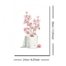 1 pieza Cartel de lienzo con impresión de papel higiénico con flores botánicas, enmarcado o sin enmarcar, arte de pared divertido para baño, decoración minimalista y estética para apartamento, sala de estar, dormitorio, decoración moderna del hogar - Multicolor - Ver 10