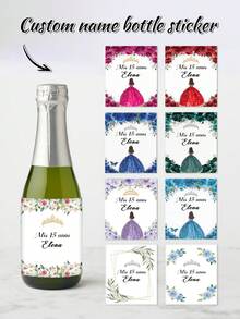 12 Pcs Custom Wine Bottle Labels Printed, 10x8cm, My Labels, My Fifth Year, Thank You Labels For 15 Years, Pink, Blue, Maroon, Burgundy, Personalized Wine Bottle Stickers, Wedding Wine Bottle Sticker, Party Bottle Sticker - Multicolor - View 2