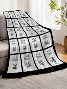 1pc Customized Photo Blanket, Personalized Flannel Blanket With Photo And Text, Bedding Blanket, Custom Picture Blanket, Personalized Family Photo Blanket, Custom Image Blanket, Personalized Throw Blanket With Image, Cozy Blanket, Family Gift, Wedding Gift, Mother's Day Gift, Birthday Gift, Office Use - Twenty Photos - View 4