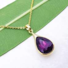 Navachi 18k Gold Plated Water Drop Pear-Shaped  Pendant Necklace 16inch+2inch{Inchcolor_nameinch:InchPurpleinch} - 鋯石紫 - 查看 5