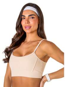 Basic Fitness Top In Polyamide - Màu be - Xem 1