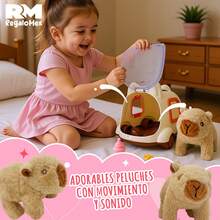 Juguete Mascotas Capibara Con Casita Movimiento y Sonido, Mascotita Electrónica - Marrón - Ver 7