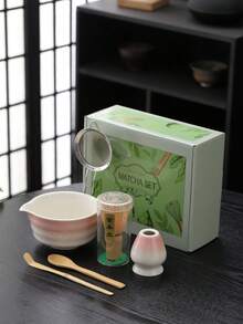 Bộ 6 dụng cụ đánh trà Matcha bằng gốm sứ Nhật Bản dùng cho nghi lễ trà Matcha Dụng cụ đánh trà Matcha Bộ dụng cụ đánh trà Matcha Bộ đế tre trắng - Nhiều màu - Xem 3