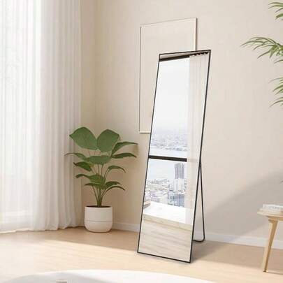 Full Length Mirror 170x60cm Wall Floor Body Black Metal Frame Large Mirror Glass Standing Mirror Bedroom Living - Rooms Boutiques - Studios Rental - Housing Full Body Mirrors