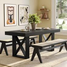 Tribesigns 63-Inch Rectangle Dining Table For 4-6 People, Farmhouse Thick Appearance Design, Rectangular Kitchen Dinner Table For Home, Black - màu đen - Xem 4