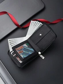 Ví nam ngắn mới về, kiểu dáng retro châu Âu và Mỹ, đựng nhiều thẻ, có khóa kéo. - Nhiều màu - Xem 4