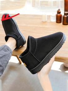 WARRIOR 1双多功能保暖女式雪地靴，加厚保暖内衬，纯色短筒设计，舒适防寒，适合户外日常室内穿着，时尚休闲冬季雪地靴 - 黑色 - 查看 3