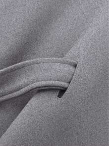 Áo choàng len thắt eo cài nút phía trước màu trơn dành cho nữ, trang phục thường ngày và hẹn hò, áo khoác ngoài mùa thu/đông - Xám - Xem 7