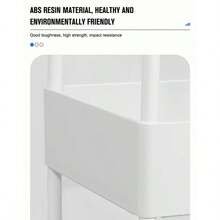 Carro de almacenamiento delgado con ruedas, estante de almacenamiento de 6 capas, carro utilitario rodante de almacenamiento con ruedas, adecuado para cocina, baño, cuarto de lavado - Blanco - Ver 6