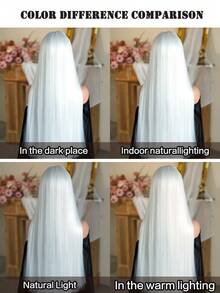 Gorgeous-30 Inch White Wigs For Women, Long Straight Wigs With Bangs, High Quality Soft Synthetic Fiber Wigs For Women Daily Wear, Festival Ready Party Use, Perfect Gift - Beginners Glueless Wig Accessories - 白色 - 查看 7
