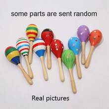 1pc Montessori Toy Small Wooden Color Random Sand Hammer Shake Bell Rattle Grip Practice Gift For Kids,Montessori Toys,Baby Toys,Wooden Toys