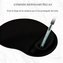Cojín de muñeca ergonómico de EVA, alfombrilla de ratón de espuma de memoria antideslizante, descanso de escritorio cómodo y amigable con la piel para uso de computadora en oficina - Negro - Ver 4
