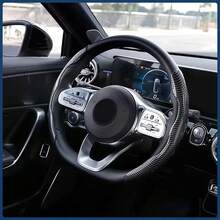 2件四季通用汽车方向盘套碳纤维运动超薄防滑汽车方向盘卡套车改装方向盘卡套激光碳纤维纹超薄通用防滑半套卡装饰车把手套适用于车船方向盘万能套 - 均碼 - 查看 5