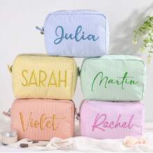 1 szt. Spersonalizowana torba z haftem, kosmetyczka/do przechowywania/kosmetyczka, lekka, wygodna, duża pojemność, uniwersalna, haftowana, personalizowana, idealny prezent dla dziewczyny, rodziny, koleżanek z klasy, sióstr, nadaje się na podróże służbowe, wakacje, prezenty dla druhen, kosmetyczka, spersonalizowany prezent dla niej, prezent na zaręczyny, kosmetyczka, prezent na wieczór panieński, upominki dla druhen, kalendarz świąteczny