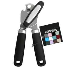 Heavy Duty Stainless Steel Smooth Edge Manual Can Opener And Bottle Openers, Soft Comfortable Handle, Oversized Handheld Turn Knob, US Designed Multifunctional Kitchen Tool, Black - Black - View 11
