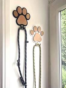 Luxury Wooden Double Headed Dog Leash Hook | Paw Print Rope Rack, Solid Wood Veneer, Perfect For Hallway Or Utility Room,Handmade Towel And Clothes Hanger, Suitable For Bedroom And Bathroom Decoration