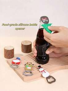 Christmas Fridge Magnet Bottle Opener Themed, Bottle Openers, Stainless Steel Cartoon Beer Bottle Opener Beverage Bottle Opener Flat Simple Bottle Opener(Fridge Magnet Function) - 4 Cute Designs (Santa, Snowman, Reindeer, Xmas Tree), Stainless Steel Barware, Fun Party Utensil, Perfect Holiday Present