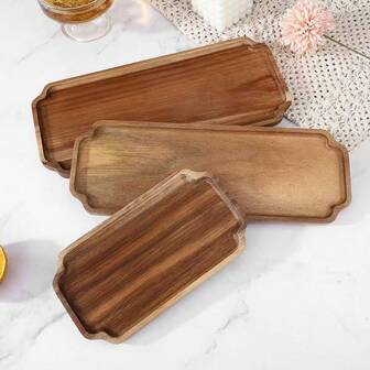 Bandeja de servir de madera, bandeja rectangular para frutas y postres, adecuada para organización del hogar, fiestas y catering, reutilizable, superficie lisa, ideal para sostener aperitivos y entremeses