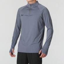 Under Armour Men Raglan Sleeve Half Zip Placket Sports Tee - Grey - View 3