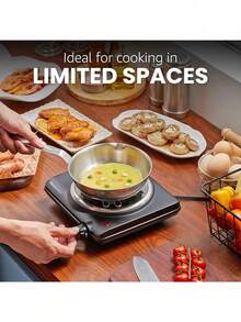 Placa eléctrica de quemador en espiral individual para encimera, control de temperatura, luz indicadora, fácil de limpiar, color negro - Tipo de Enchufe A USA (110-127V) - Ver 2