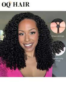 OQ Hair New In Burmese Curly Half Wig InvisiFit Strap Human Hair Wear Go Glueless Wig For Beginners 3 In 1 Half Wig 180% Density 16-28 Inches Wear Go Half Wig With Elastic Drawstring Seamless Flip Over Wig - SNatural - View 4