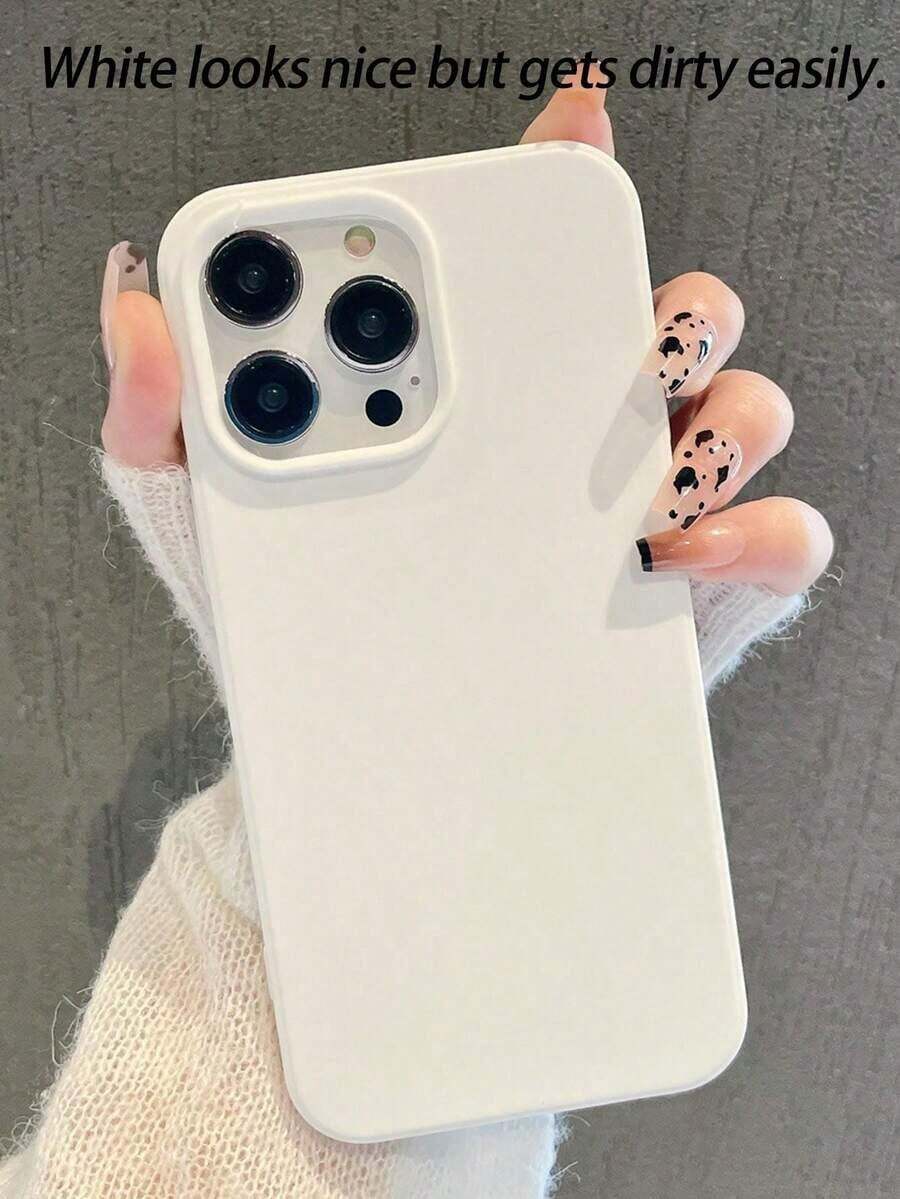 Silicone Phone Case Large Hole Candy Simple Solid Color Phone Protective Case, Matte Finish Creative Anti-Drop Phone Cover Compatible With Iphone 11, 12, 13, 14, 15, 16 Plus, 13 Pro Max, XR, 16, 14 Plus, 14 Pro Max, 13 Pro Mini Waterproof Shockproof Scratch Resistant,Valentine'S Day Gifts,Valentines Phone Case - màu3 (1 cái) - Xem 1