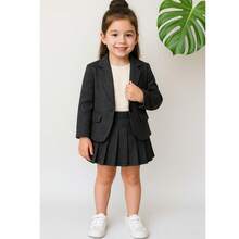 SET OF SHORT SKIRT, PLEATED COLLEGE PLEATS, TAILORED BLAZER FOR CHILDREN, STYLISH BLOGGER - Black - View 2