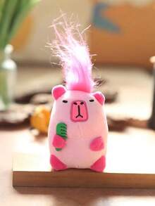 1pc/2pcs 4.3 Inch Plush Capybara Keychain, Brown/Pink Cute Fluffy Doll Pendant, Fun Accessory, Children Gift - Multicolor - View 14