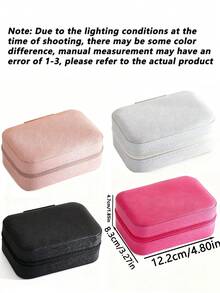 1个旅行首饰盒，女士礼物，迷你首饰收纳盒带镜子，项链耳环架，粉色旅行必备，妇女节礼物，适合度假海滩、浴室、卧室收纳，大容量 - 彩色 - 查看 9