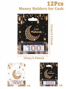 6/12 kart podarunkowych na Eid Mubarak, etui na gotówkę na Eid, torebki na prezenty na Ramadan, torebki na upominki na Eid, wzór latarni z księżycem i gwiazdą, materiały do pakowania prezentów na Eid Ramadan, dekoracje na Eid Mubarak, akcesoria na imprezę Ramadan, dekoracje do domu na Ramadan, dekoracje stołu, ozdoby wiszące na Eid, prezenty na imprezę świąteczną, dekoracje na Ramadan, torebki na prezenty na Ramadan, błogosławieństwa na Ramadan, dekoracje na Eid Al-Adha, prezenty na Ramadan, upominki na imprezę Eid - Czarno-złote Eid - Zobacz 9