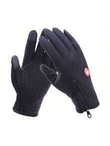 1 Par De Luvas À Prova De Vento Para Homens Para O Inverno, Luvas À Prova D'água, Contra O Frio, Antideslizantes, Com Tela Sensível Ao Toque, Adequado Para Esportes Ao Ar Livre, Pesca, Ciclismo, Esqui, Escalada De Montanha, Com Zíper, Luvas Antiderrapantes Para Moto