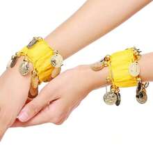 1 paire de bracelets à pièces en mousseline, accessoires de danse, décoration de costume de scène, accessoire polyvalent de style de rue, convient pour Halloween, carnaval, célébrations de festivals, peut également être utilisé comme bracelets de cheville, costume de fête - Multicolore - Voir 15