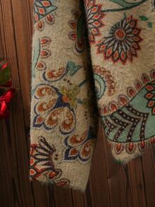 Plus Size Women Floral Print V-Neck Cardigan, Casual Loose Fit - Multicolor - View 4