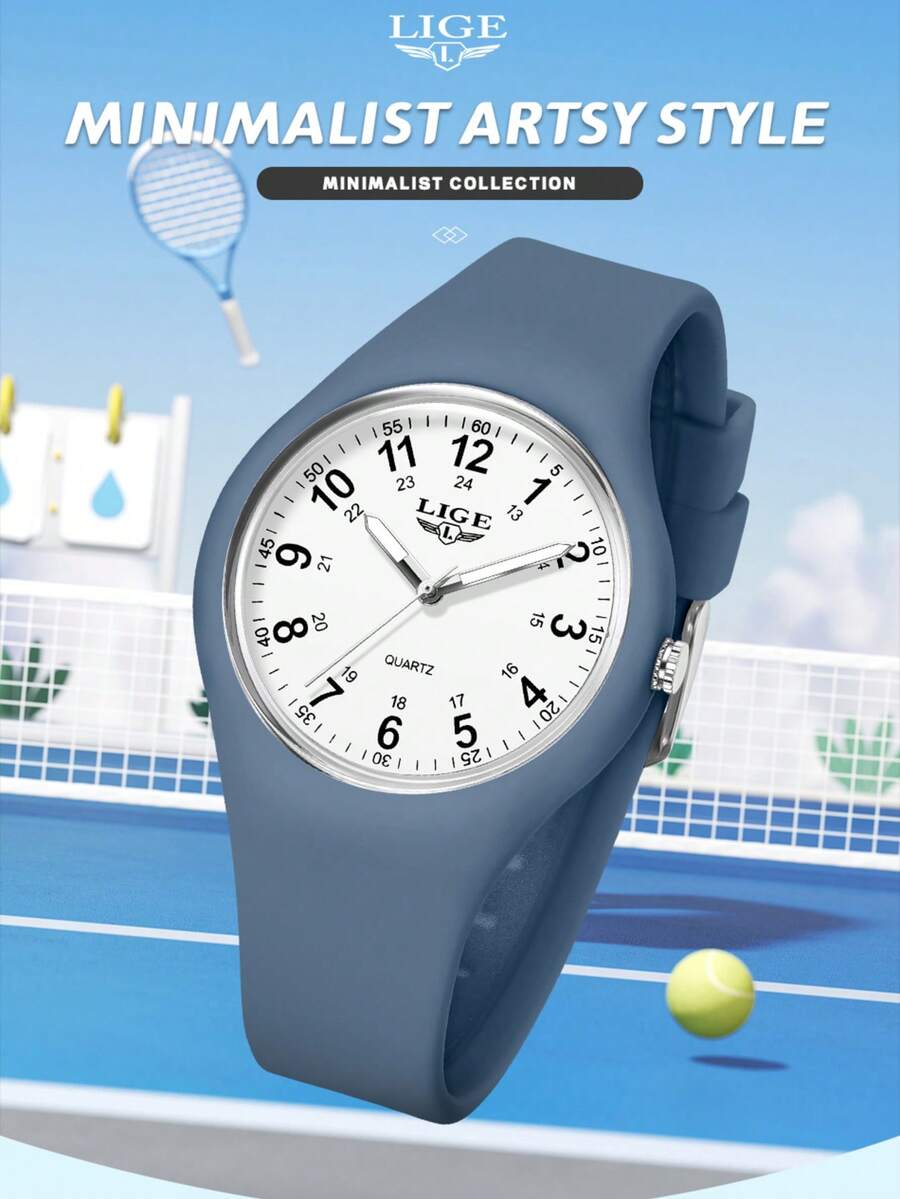 LIGE Fashionable New Quartz Watch, Detachable Watch Case, Waterproof For Daily Use, Multi-Color Strap, Simple And Elegant Watch For Boy And Girl.