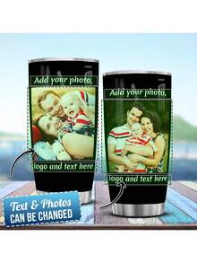 Personalized  Insulated Tumbler Custom Cup With Photo Text Picture Tumblers, 20oz Pictures Photos Stainless Steel Insulated Coffee Travel Mug Cup, Birthday Christmas Cups Customized Gifts, Thanksgiving Day Gift, Christmas Day Gift  - 20oz (With Lid And Straw) - Photo - Design 3 - View 2