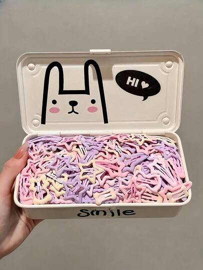 40pcs/Set Dreamy Pink & Purple Macaron Color BB Clips, Girly Heart-Shaped Bangs Clips - Suitable For Girls And Women, Suitable For Daily, School, Hanging Out, Dating And Other Occasions, Various Cute Shapes Like Stars, Bones, Matched With Soft Macaron Colors, Sweet And Eye-Catching