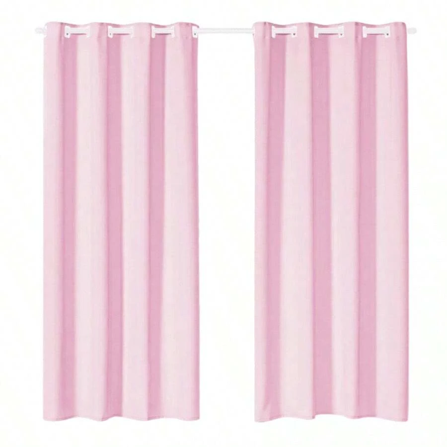 Juego de Cortinas Rosa claro Modernas con Ollaos para Barra - Rosa Roja - Ver 1