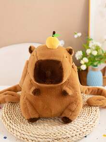 Mochila Bolso de Peluche de Capibara para Mujer - Bolso Bandolera con Forma de Capibara, Cara Abrazable, Mochila de Peluche Suave en Color Caqui y Marrón - Accesorio (Cierre de Cremallera, Limpieza en Mano/Seco) - Multicolor - Ver 1