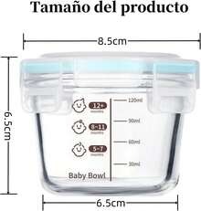 TOPTHEROAD 9 Pcs Contenedores para Alimentos con Escala, Recipientes de Vidrio con Tapa Hermética, Recipiente Reutilizable para Papillas de Bebe para Microondasr Efrigerador Congelador - Rojo y blanco - Ver 2