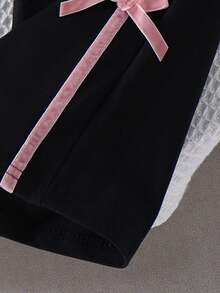 Tween Girl Butterfly Print Round Neck Short Sleeve Top And Pants Set - Black - View 5