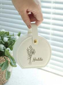 1pc Custom Jewelry Bag, Personalized Travel Jewelry Box, Custom Name And Birth Flower Jewelry Box Small Square Earrings Organizer With Handle Bridesmaid Wedding Gift Box For Sisters And Friends, Birthday, Wedding, Mother's Day, Valentine's Day, Party, Custom Small Gifts,Multi-Functional, Ornamental,Reusable,Exquisite,Stylish,High-Qu,Elegant Living,Artful Living - Multicolor - View 9