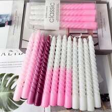 4 件 10 英寸螺旋蜡烛，粉色可选，每支蜡烛燃烧 8 小时，多种颜色可选，适用于家居装饰、卧室、节日、派对、婚礼、装饰、办公室、返校礼物、闺蜜礼物、女士礼物、冬季礼物 - 彩色 - 查看 2