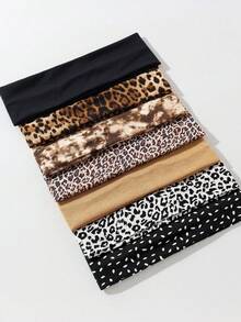 女士发带吸汗带 7 件/套豹纹柔软防滑头带，女士弹性瑜伽运动头饰，多功能日常佩戴，适合多种场合发饰时尚发带