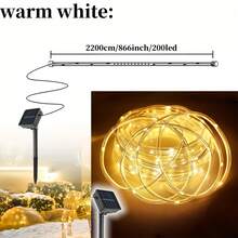 1pc Solar Powered Fairy String Lights, IP65 Waterproof Solar Powered Fairy Lights With 8 Lighting Modes, Suitable For Outdoor Christmas, Party, Garden, Patio, Home, Holiday, Tree Decoration - Warm White - View 9