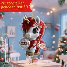 1/4件新年2D骏马挂饰，带2026字样，多功能装饰配件，可用于汽车后视镜、包包、钥匙扣、家居装饰等多种场景，营造节日氛围，是完美的新年礼物之选。 - 多色-金絲線 - 查看 13