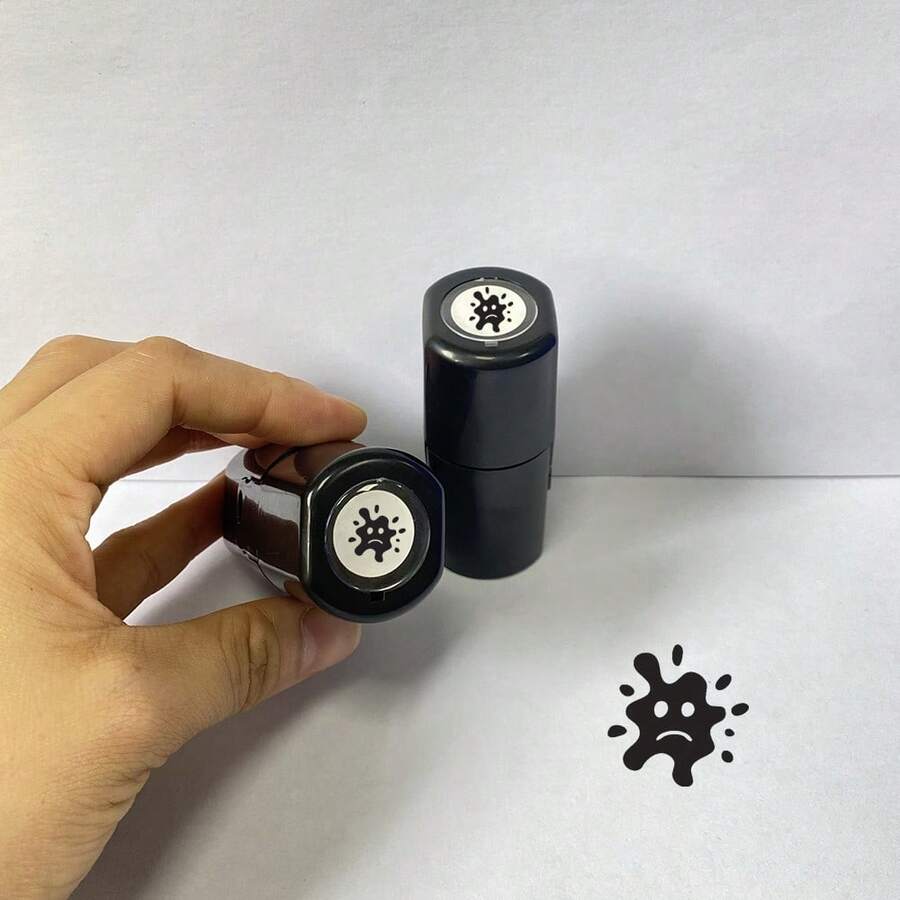 Cute Expression Dotted Stamp, Creative Funny Pattern, Self-Inking Portable Seal, Planner Decoration Office Marking, Personalized Stationery Small Stamp, Roman Numeral Stamp, Multiple Symbols I V IV XI XII, Self-Inking Portable Seal - Return Money - View 1